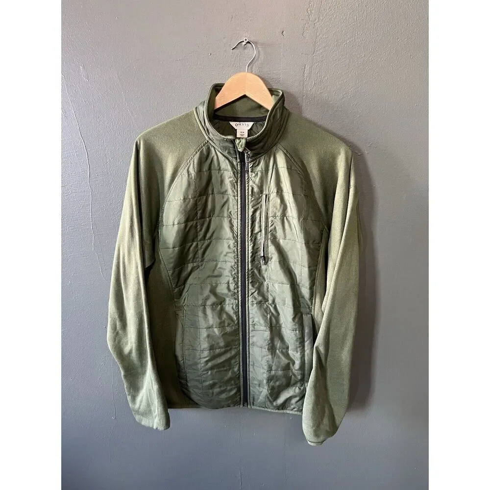 Orvis Mens Green Long Sleeve Quilted Full Zip Jacket Size Medium